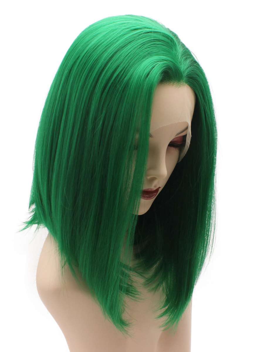 Synthetic Lace Front Short Green Bob Wig