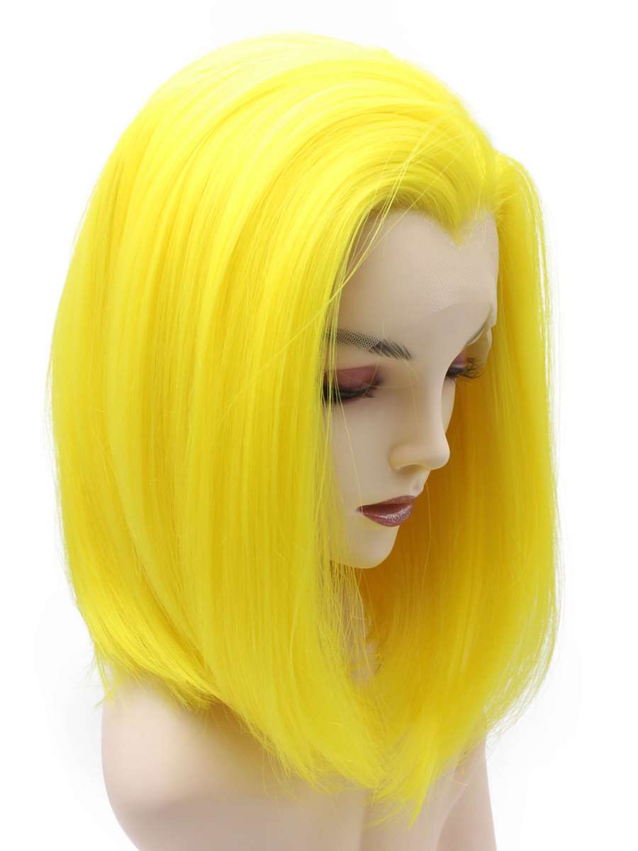 Yellow Bob Synthetic Lace Front Short Wig