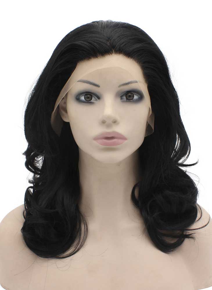 Black Wavy Wig (16in)