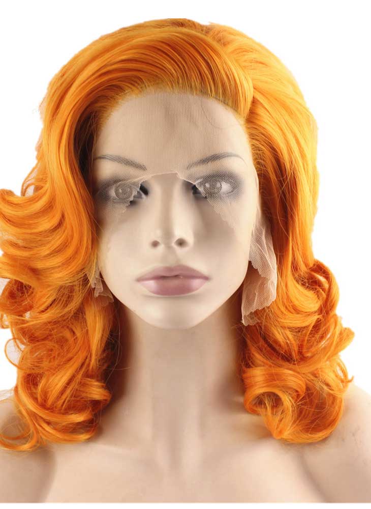 Orange Wavy Cosplay Wig (16in)