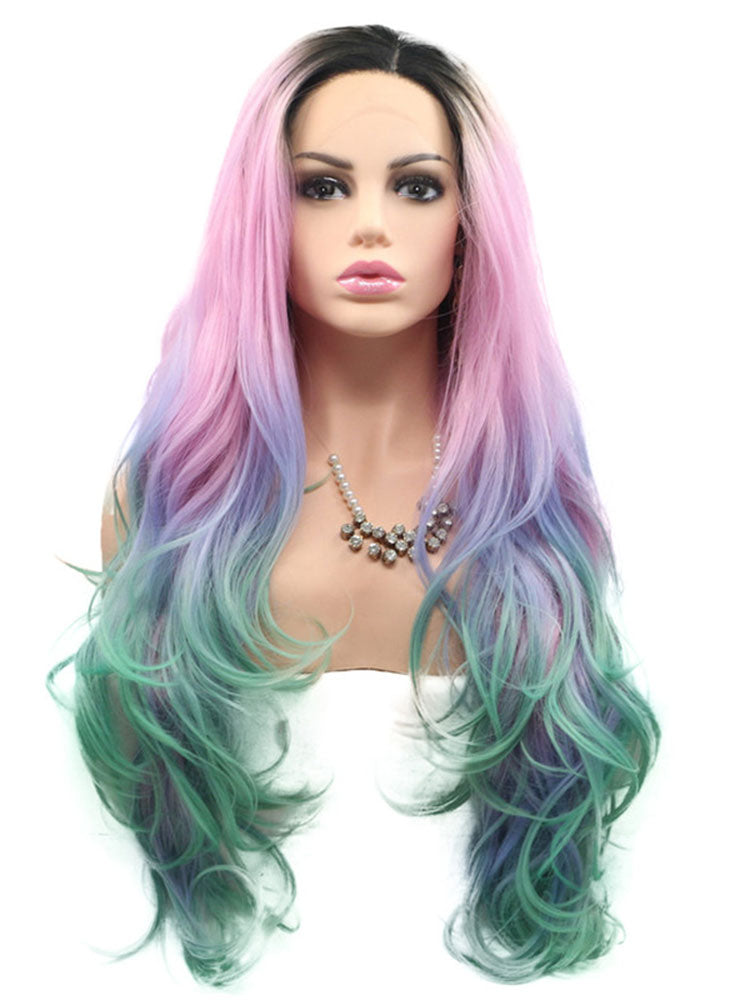 Colorful Wavy Ombre Lace Front Synthetic Wig