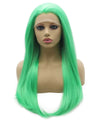 28inch Long Straight Mint Green Lace Front Synthetic Wig