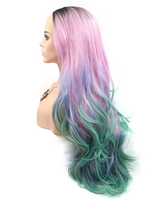 Colorful Wavy Ombre Lace Front Synthetic Wig