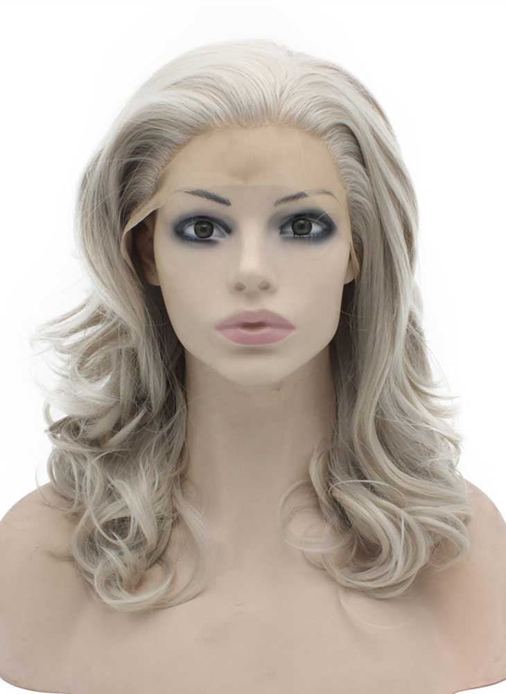 Gray Blonde Wavy Wig (16in)