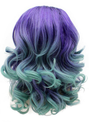 Ombre Purple Blue Wavy Cosplay Wig (16in)