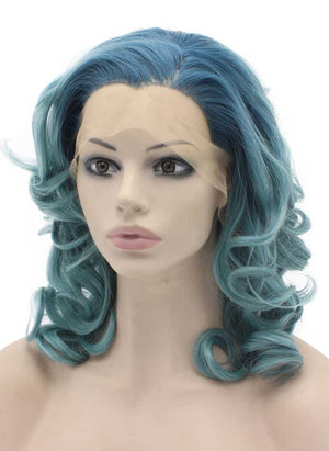 Green Ombre Wavy Cosplay Wig (16in)