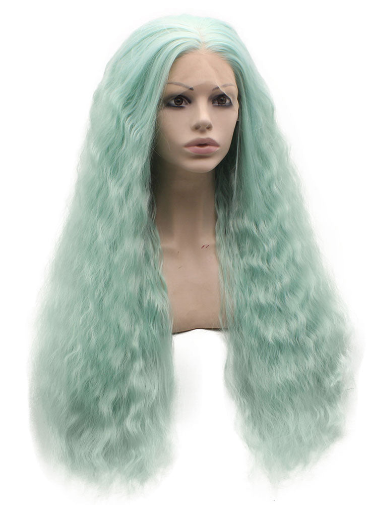 Blue Curly Long Wavy Synthetic Wig