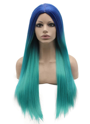 Blue Ombre Tone Synthetic Wig