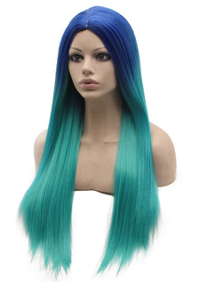 Blue Ombre Tone Synthetic Wig