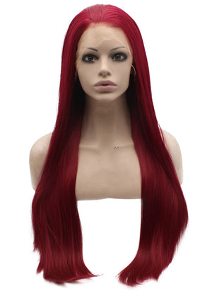 Dark Red Deep Parting 13*6 Synthetic Wig