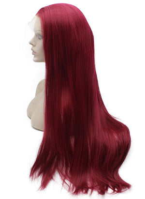 Dark Red Deep Parting 13*6 Synthetic Wig