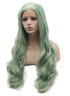 Emerald Green Wavy Lace Front Synthetic Wig