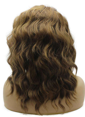 Highlight Brown Shoulder Length Curly Wig