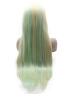 Extra Long Blonde With Colorful Strands Lace Front Synthetic Wig