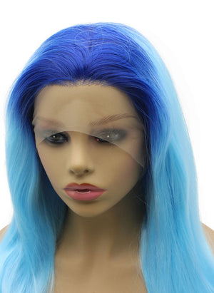 Wavy Ombre Blue Lace Front Synthetic Wig