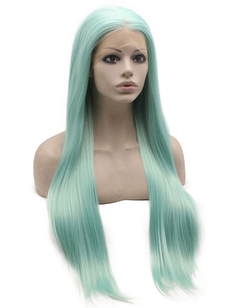 Long Turquoise Lace Front Synthetic Wig