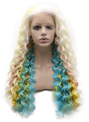 Snow White With Rainbow Colors Long Curly Wig (26in)