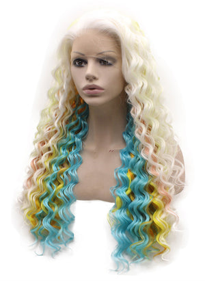 Snow White With Rainbow Colors Long Curly Wig (26in)