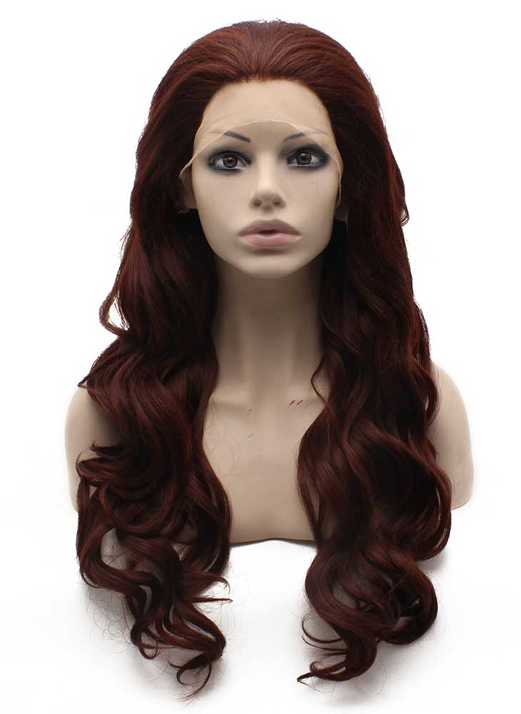 Long Wavy Reddish Heat Resistant Lace Front Synthetic Wig