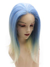 Synthetic Lace Front Short Bob Blue with Blonde Tip Wig