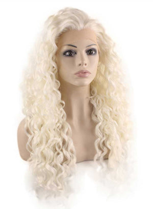 White Blonde Long Curly Wig (26in)