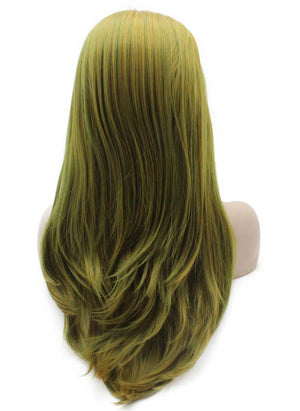 Long Straight Lace Front Green Halloween Wig Costume