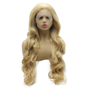 Long Wavy Blonde Natural Lace Front Synthetic Hair Wig