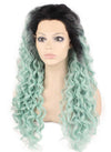 Ombre Blue Black Long Curly Wig (26in)