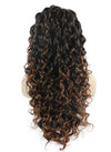 Long Curly Auburn Tip Brown Two Tone Ombre Lace Front Wig