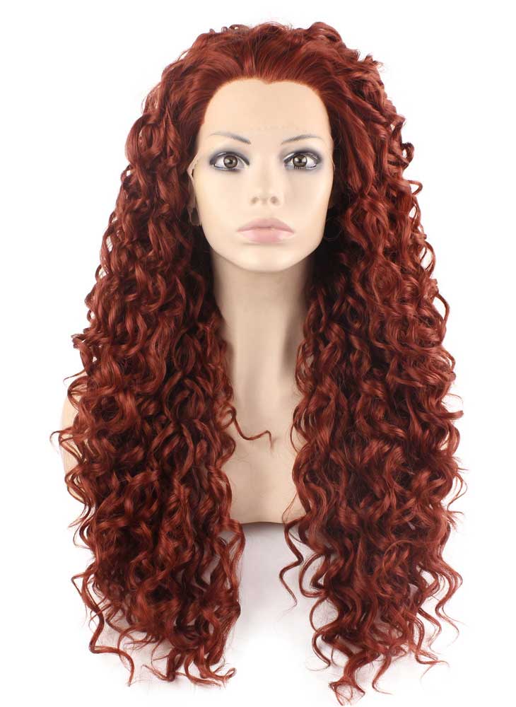 Burgundy Red Long Curly Wig (26in)