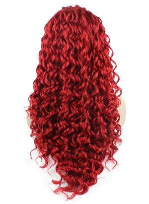 Long Curly Red Synthetic Lace Front Cosplay Party Wig