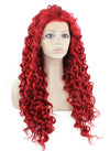 Long Curly Red Synthetic Lace Front Cosplay Party Wig