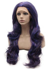 Long Wavy Synthetic Lace Front Bluish Purple and Black Tinsel Wig