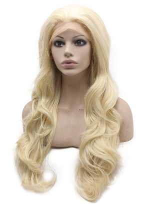 Long Wavy Synthetic Lace Front Blonde Tinsel Wig