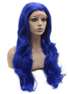 Long Wavy Synthetic Lace Front Blue Tinsel Wig