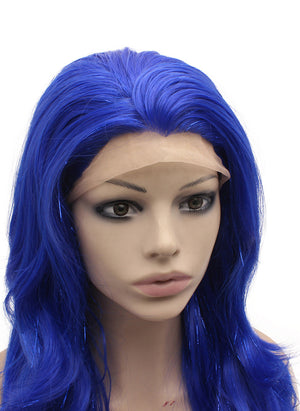 Long Wavy Synthetic Lace Front Blue Tinsel Wig