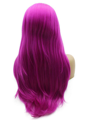 Rose Purple Pink Long Straight Wig