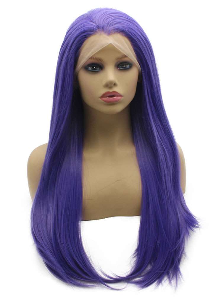 Purplish Blue Long Straight Wig