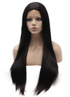 28inch Long Straight Black Middle Parting Lace Front Synthetic Wig