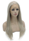 Long Straight Gray Blonde Natural Synthetic Lace Front Wig