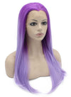 Long Straight Two Tone Ombre Purple Lace Front Synthetic Wig