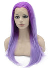 Long Straight Two Tone Ombre Purple Lace Front Synthetic Wig