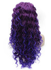 Long Curly Two Tone Purple Synthetic Lace Front Cosplay Party Wig