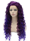 Long Curly Two Tone Purple Synthetic Lace Front Cosplay Party Wig