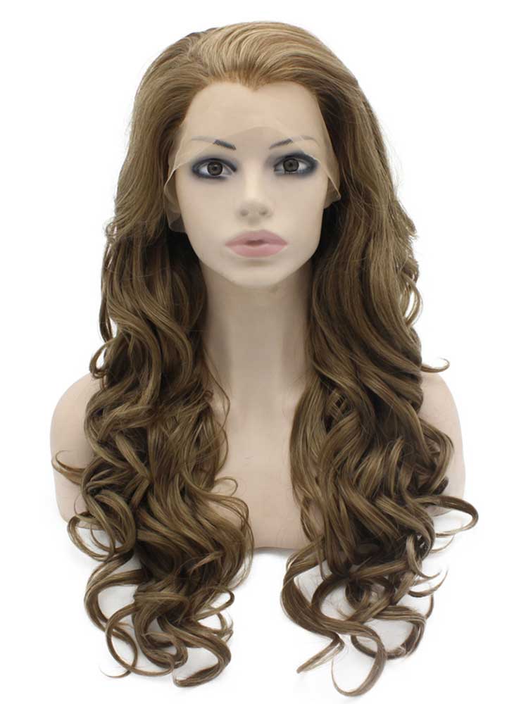 Long Wavy Ash Blonde Natural Lace Front Synthetic Hair Wig