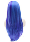 Long Straight Blue Heat Resistant Synthetic Lace Front Party Wig