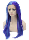 Long Straight Blue Heat Resistant Synthetic Lace Front Party Wig