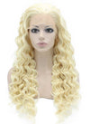 Long Curly light Blond Heat Safe Fiber Hair Lace Front Wig