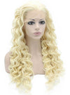 Long Curly light Blond Heat Safe Fiber Hair Lace Front Wig