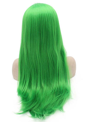 Long Straight Green Hand Tied Lace Front Cosplay Party Wig